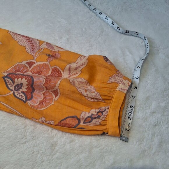 Lauren Conrad Floral Blouse Sz XXL Button Front Puff Sleeves Boho Cottagecore - Picture 13 of 14